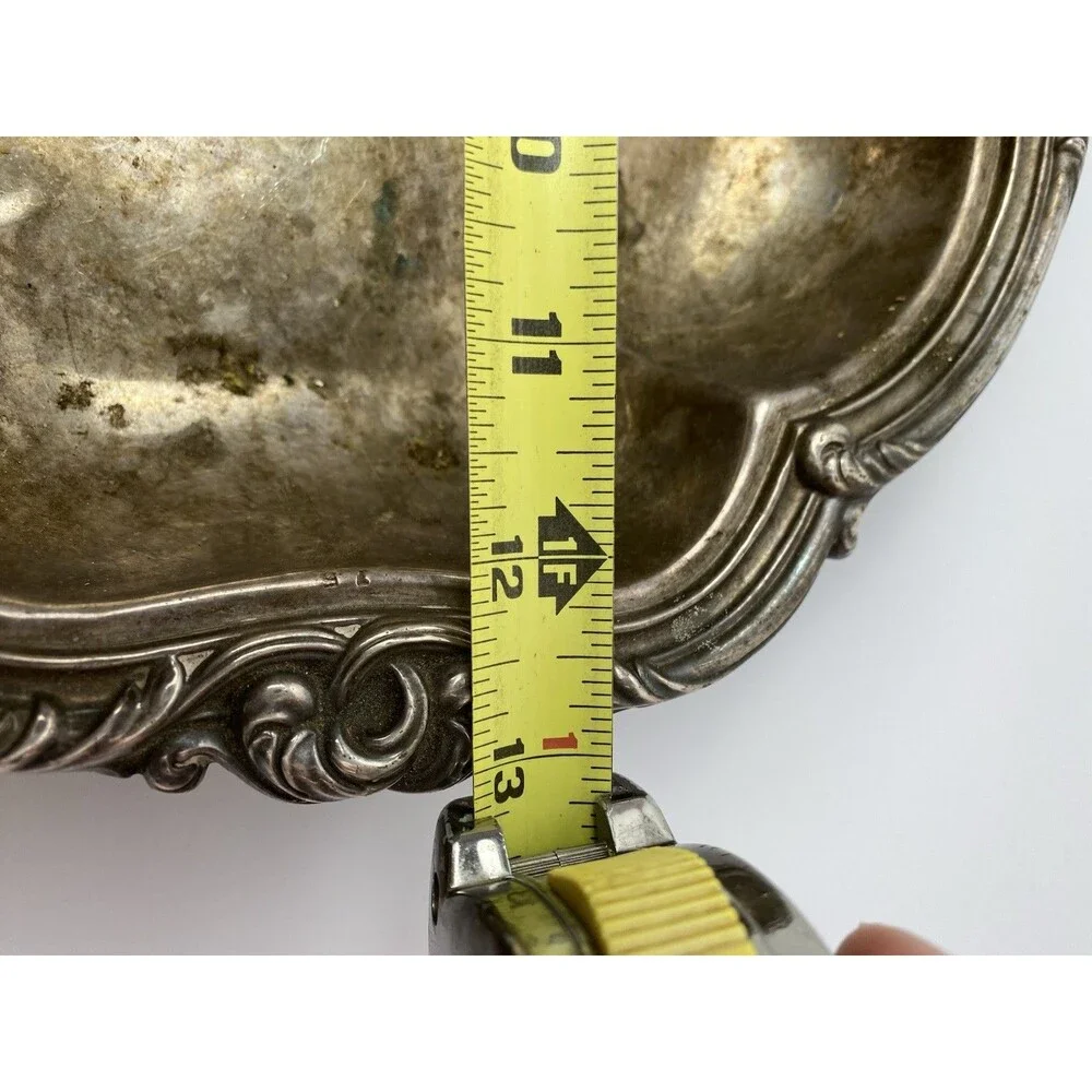 Vintage Silverplate on Copper Ornate Dish Antique Patina Props